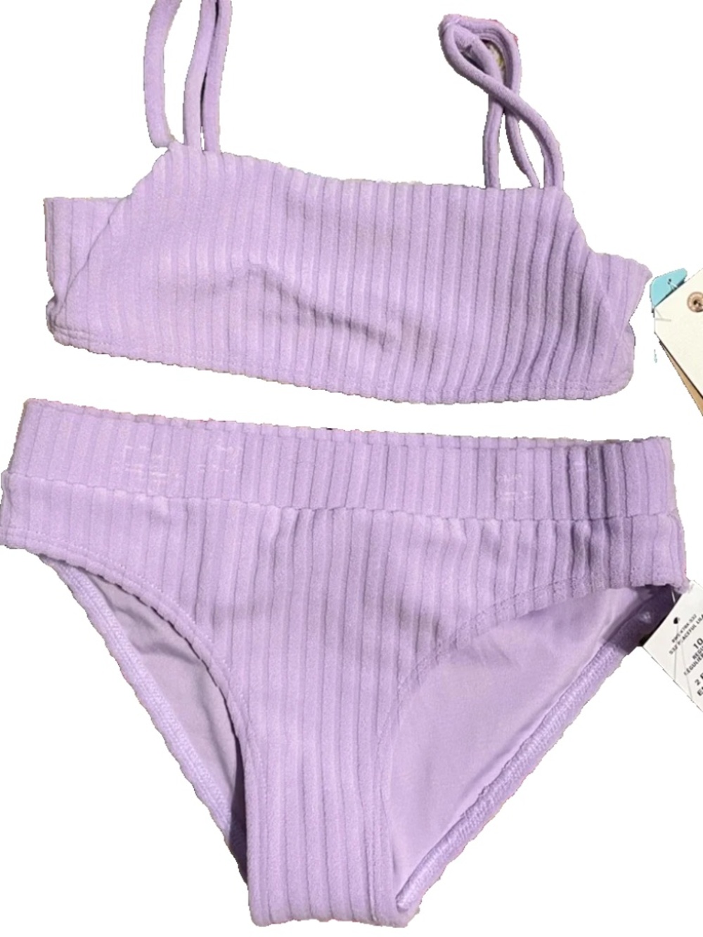 Girl's Billabong 2 Piece Swim Suit Size 10 In the Loop Bikini Lilac Terry NWT